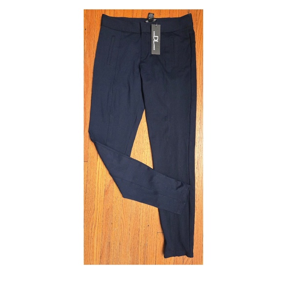 NWT DAVID LERNER SLIM FIT TROUSERS (SZ M) STRETCH FABRIC NAVY BLUE - Picture 1 of 5